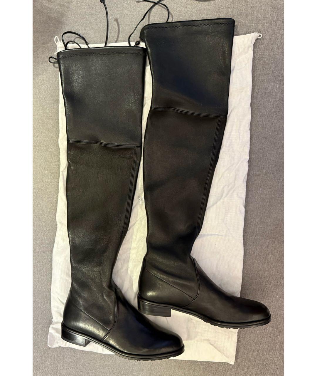 STUART WEITZMAN Черные кожаные ботфорты, фото 7