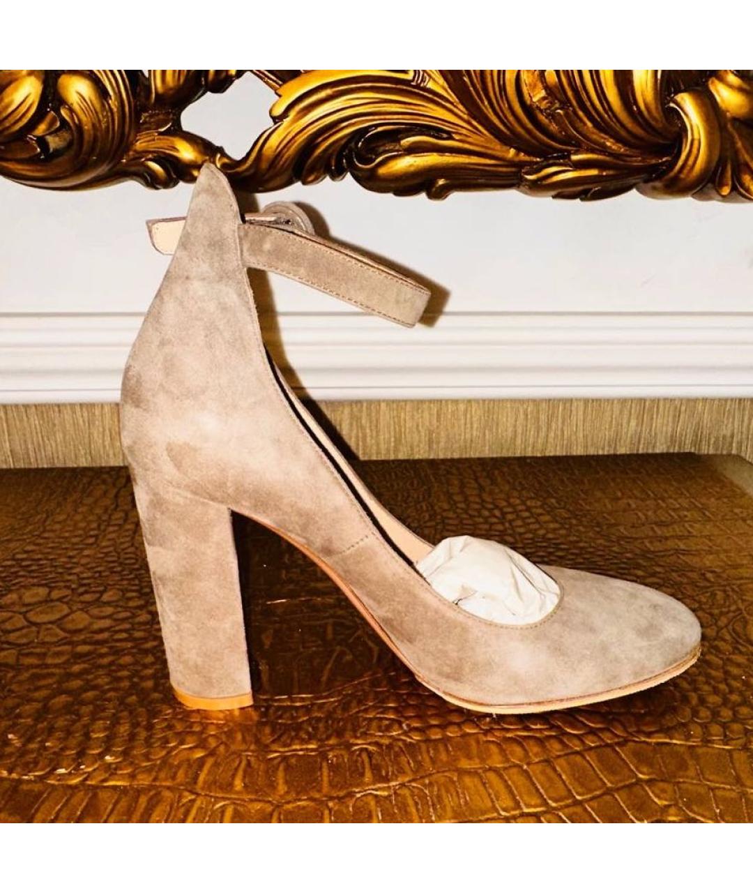GIANVITO ROSSI Бежевые замшевые туфли, фото 7