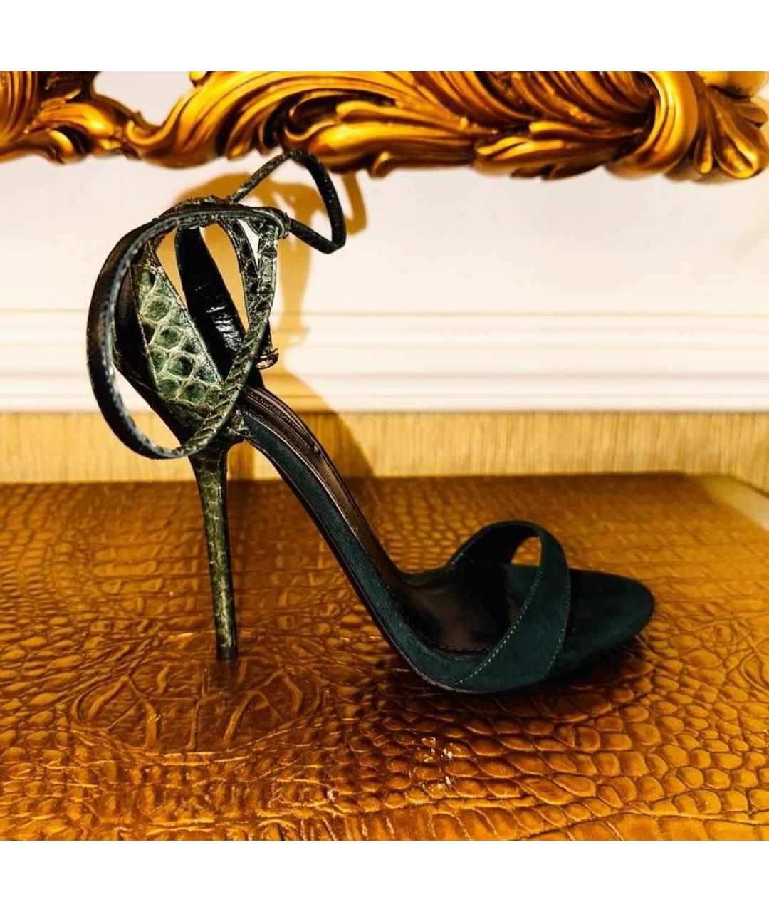 DOLCE&GABBANA Зеленые замшевые босоножки, фото 6