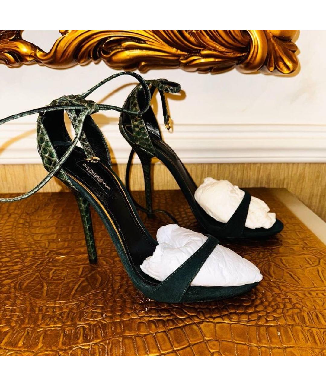 DOLCE&GABBANA Зеленые замшевые босоножки, фото 2