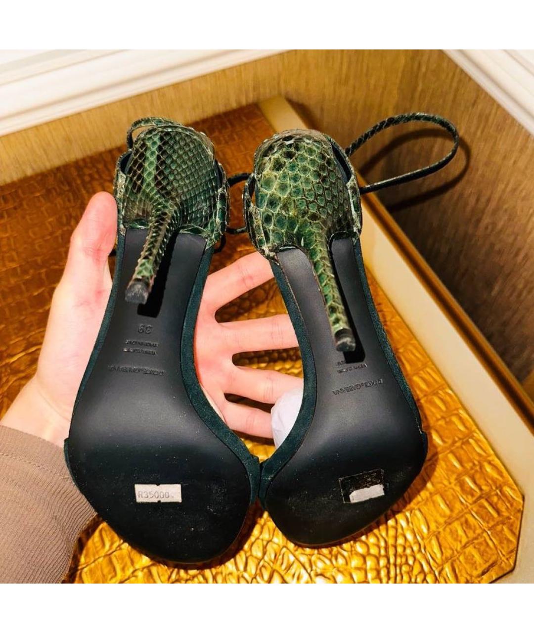 DOLCE&GABBANA Зеленые замшевые босоножки, фото 4