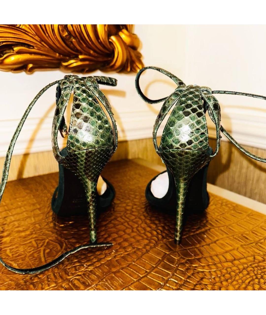 DOLCE&GABBANA Зеленые замшевые босоножки, фото 5