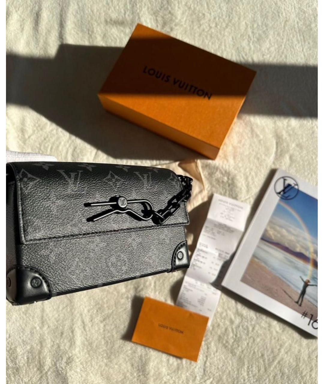 LOUIS VUITTON Черная кожаная сумка через плечо, фото 6