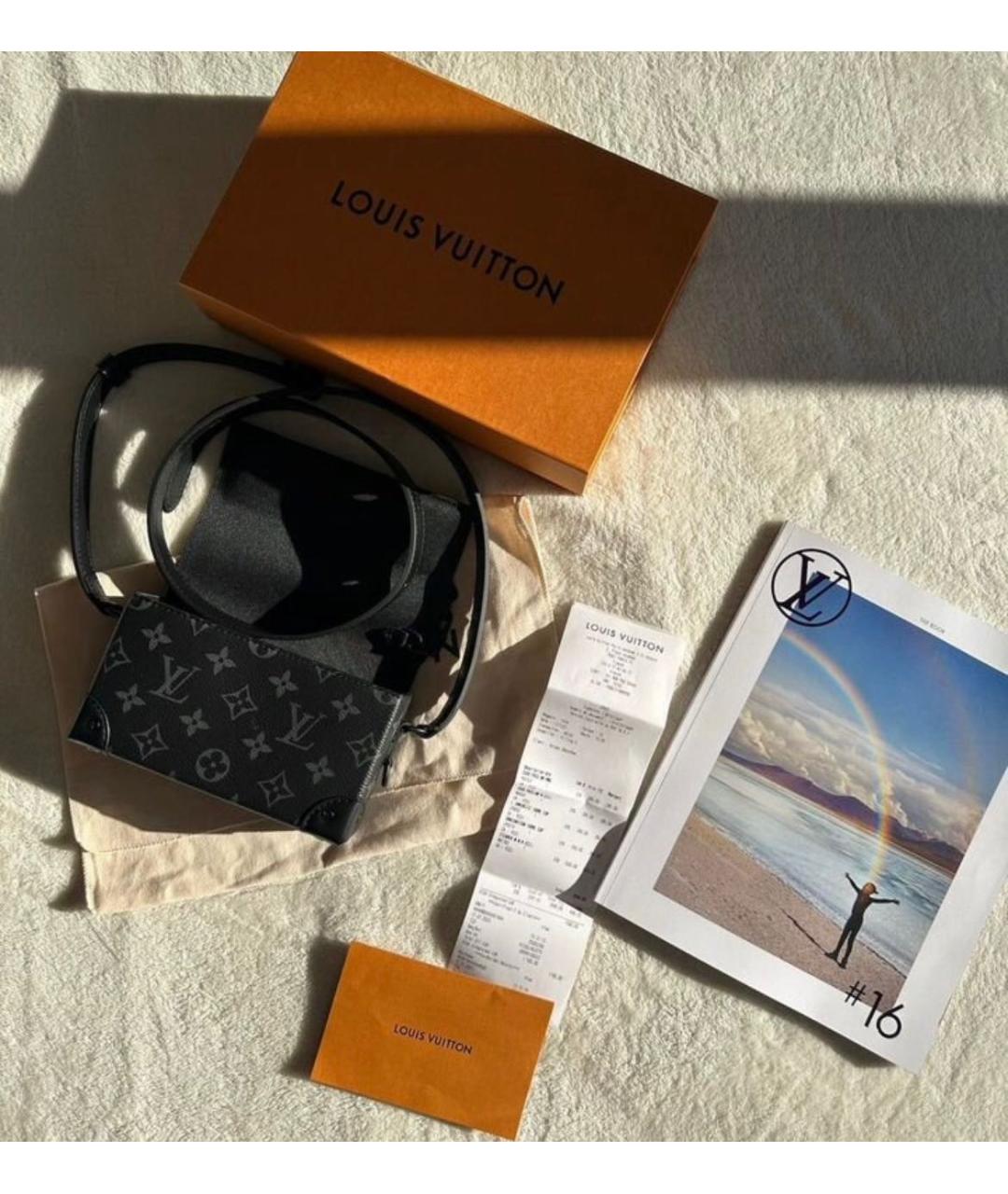 LOUIS VUITTON Черная кожаная сумка через плечо, фото 3