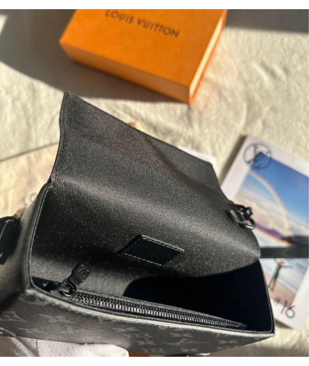 LOUIS VUITTON Черная кожаная сумка через плечо, фото 8