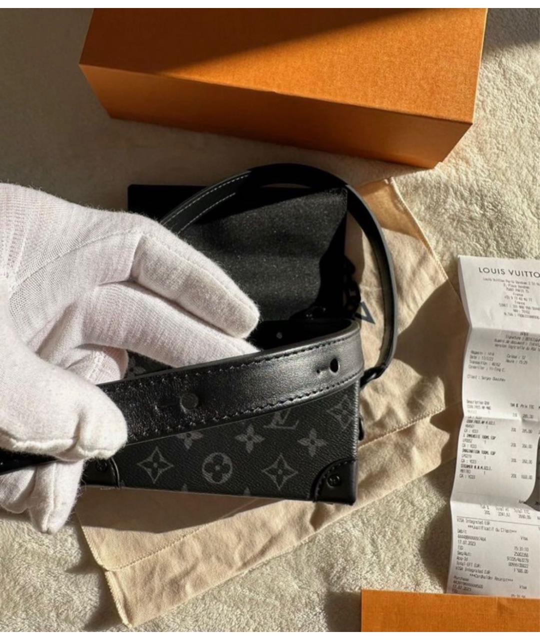 LOUIS VUITTON Черная кожаная сумка через плечо, фото 5