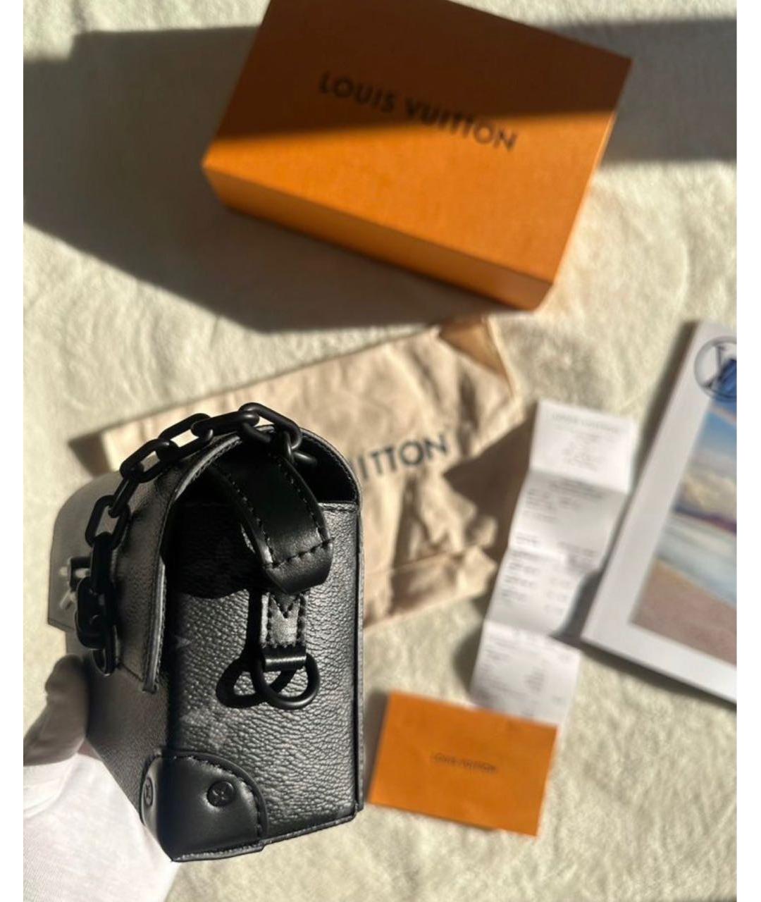 LOUIS VUITTON Черная кожаная сумка через плечо, фото 7