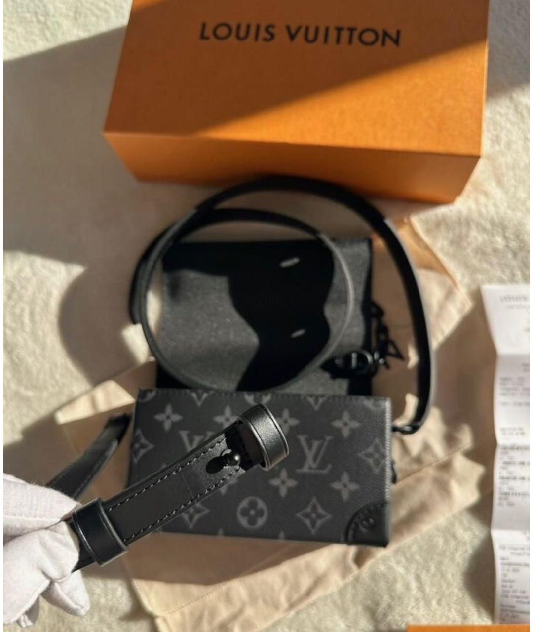 LOUIS VUITTON Черная кожаная сумка через плечо, фото 4