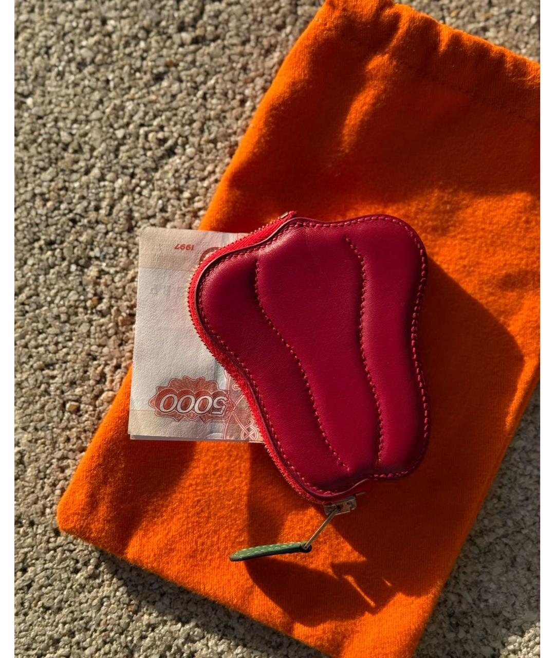 HERMES Красный кожаный кошелек, фото 5