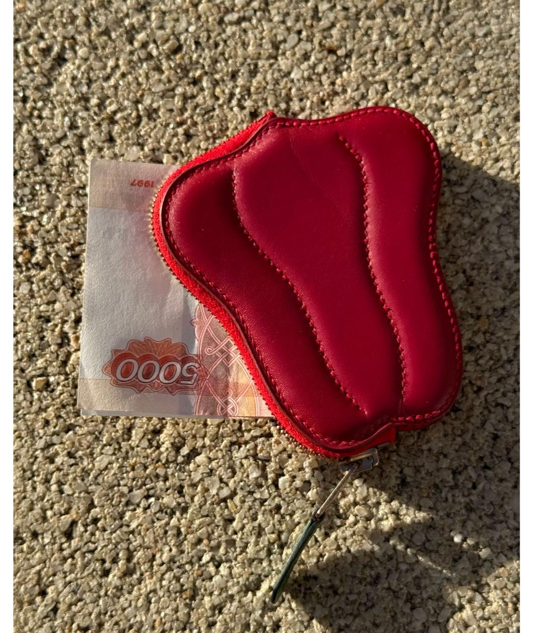 HERMES Красный кожаный кошелек, фото 4