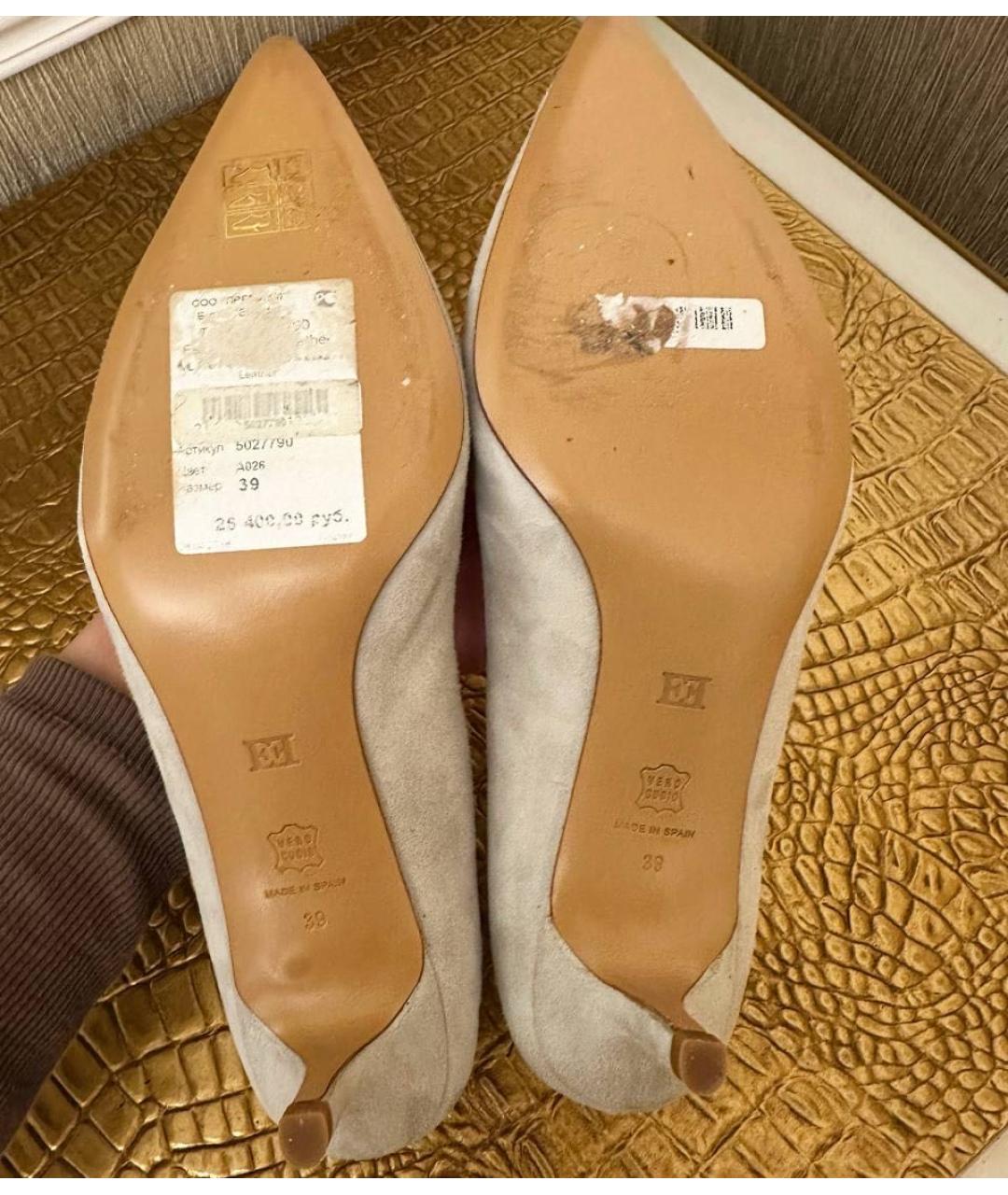 ESCADA Бежевые замшевые лодочки на низком каблуке, фото 6