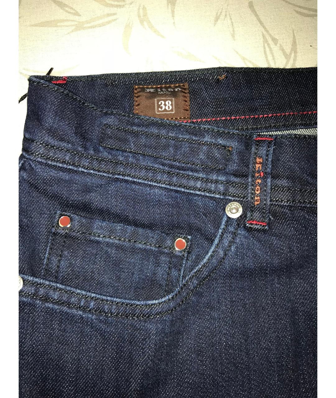 KITON Синие хлопковые прямые джинсы, фото 4