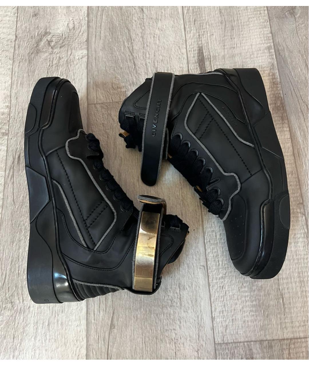 GIVENCHY Черные кожаные высокие кроссовки / кеды, фото 5