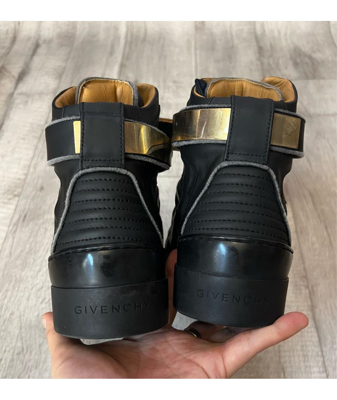 GIVENCHY Черные кожаные высокие кроссовки / кеды, фото 7