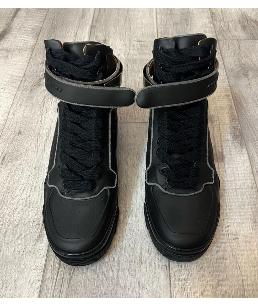 GIVENCHY Черные кожаные высокие кроссовки / кеды, фото 3