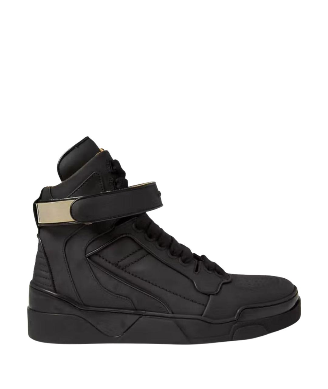 GIVENCHY Черные кожаные высокие кроссовки / кеды, фото 1