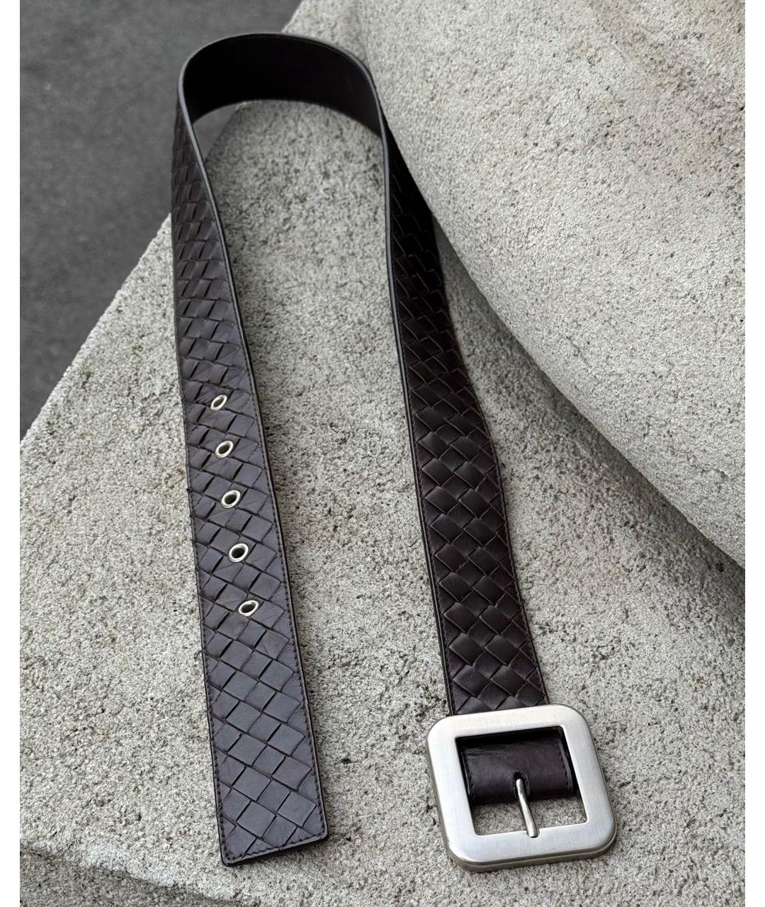 BOTTEGA VENETA Коричневый кожаный ремень, фото 5