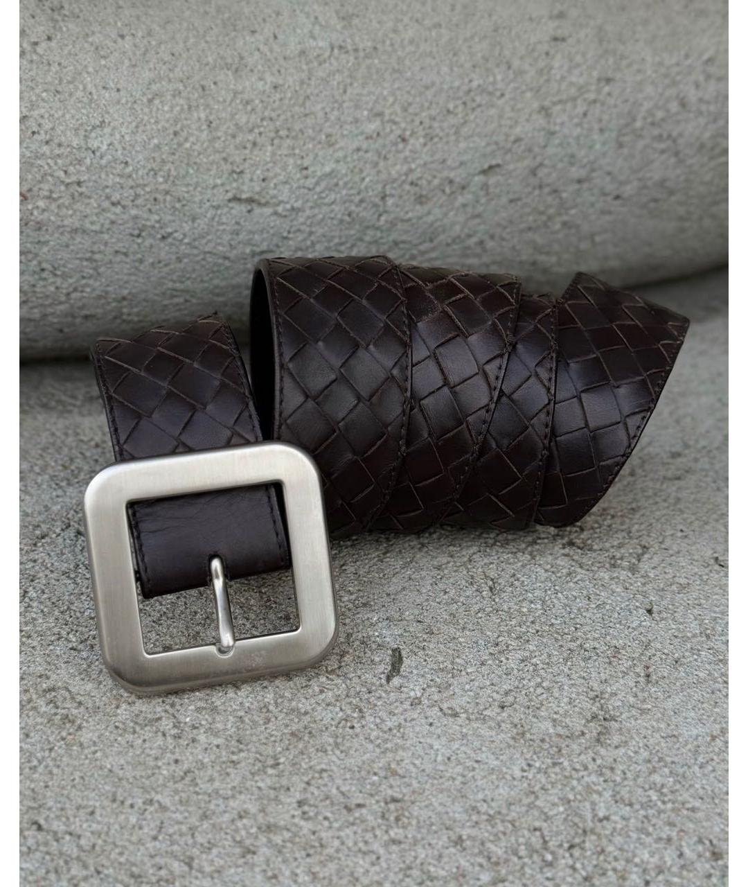 BOTTEGA VENETA Коричневый кожаный ремень, фото 4