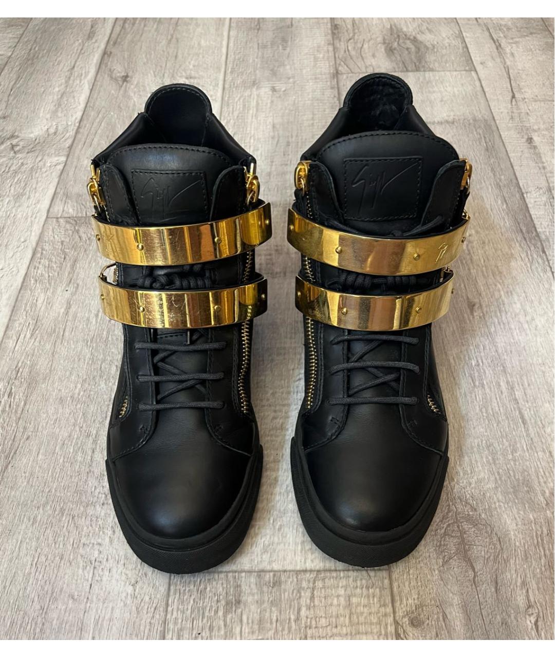 GIUSEPPE ZANOTTI DESIGN Черные кожаные высокие кроссовки / кеды, фото 3