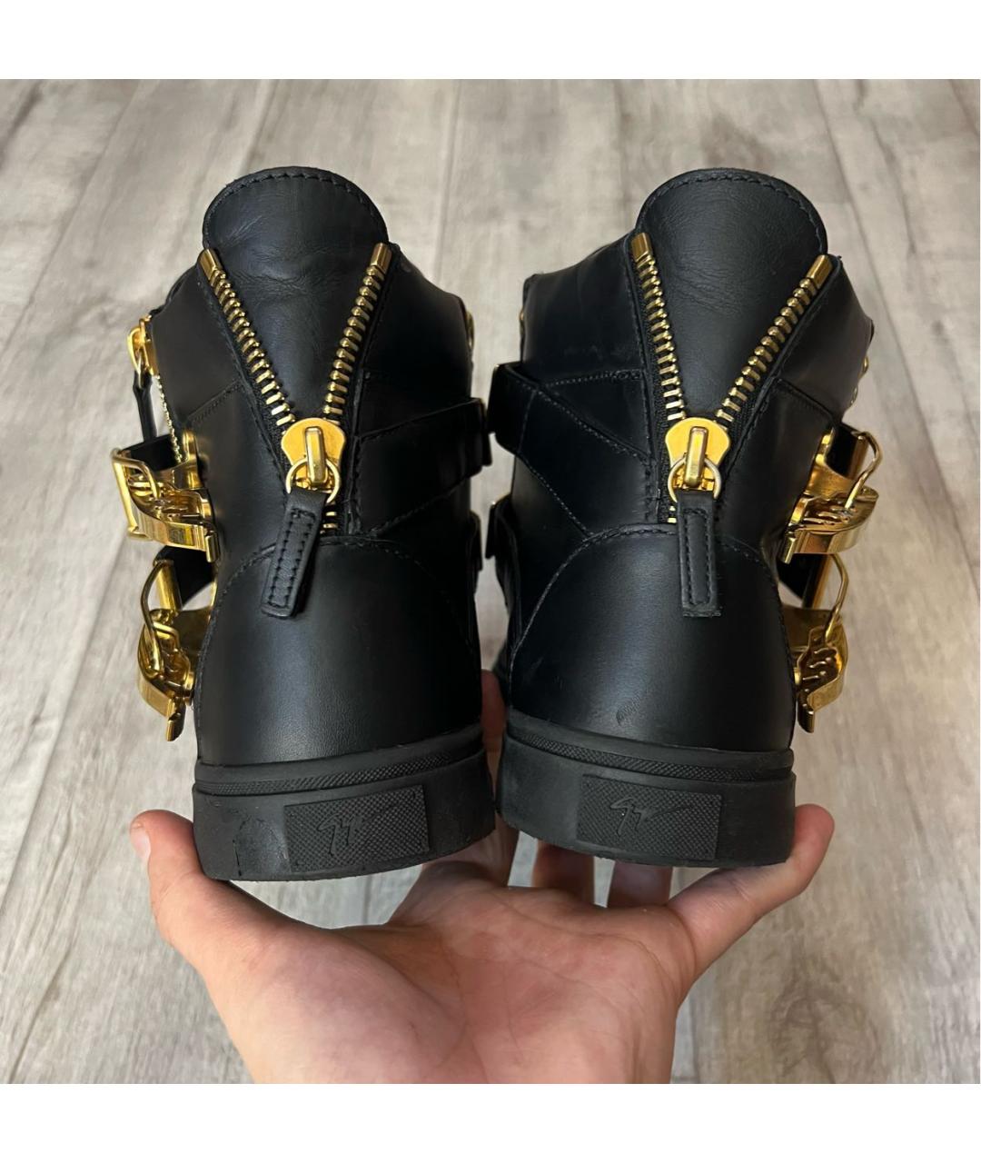 GIUSEPPE ZANOTTI DESIGN Черные кожаные высокие кроссовки / кеды, фото 7