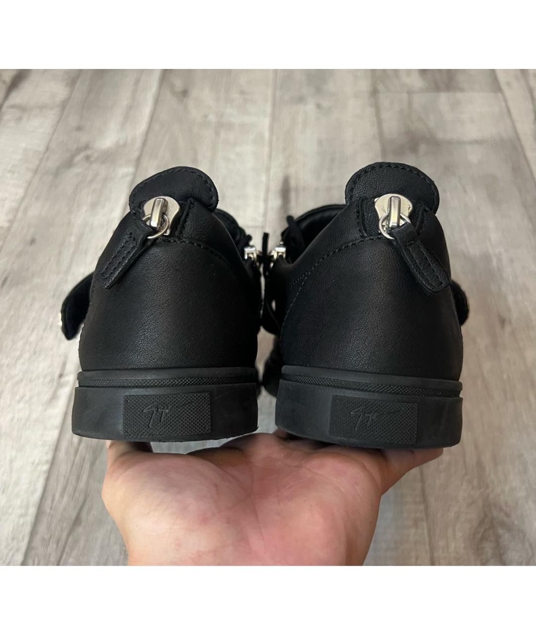 GIUSEPPE ZANOTTI DESIGN Черные кожаные низкие кроссовки / кеды, фото 6