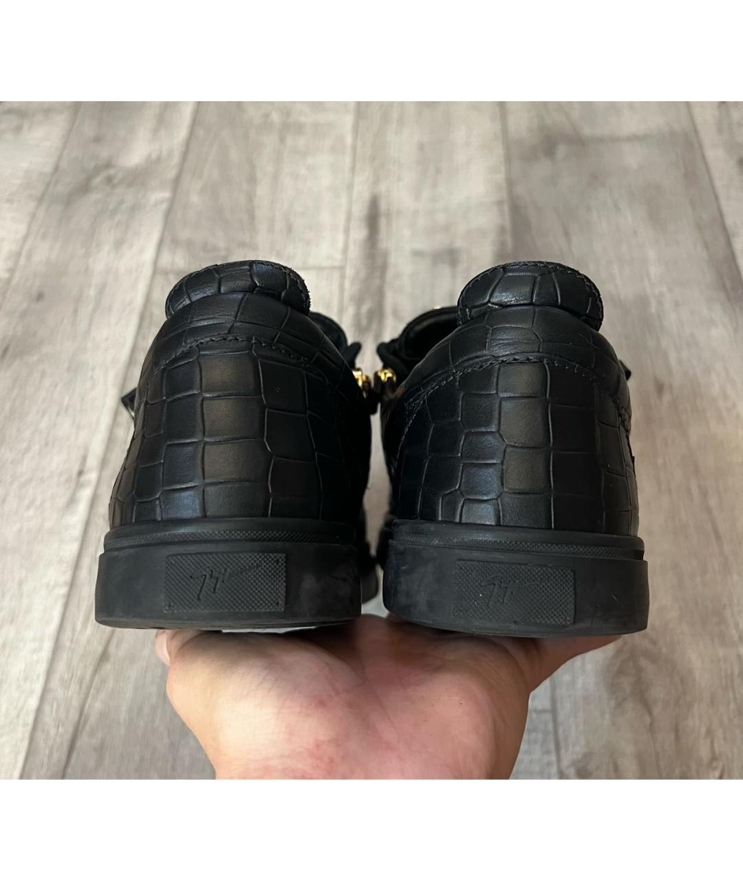 GIUSEPPE ZANOTTI DESIGN Черные кожаные низкие кроссовки / кеды, фото 7