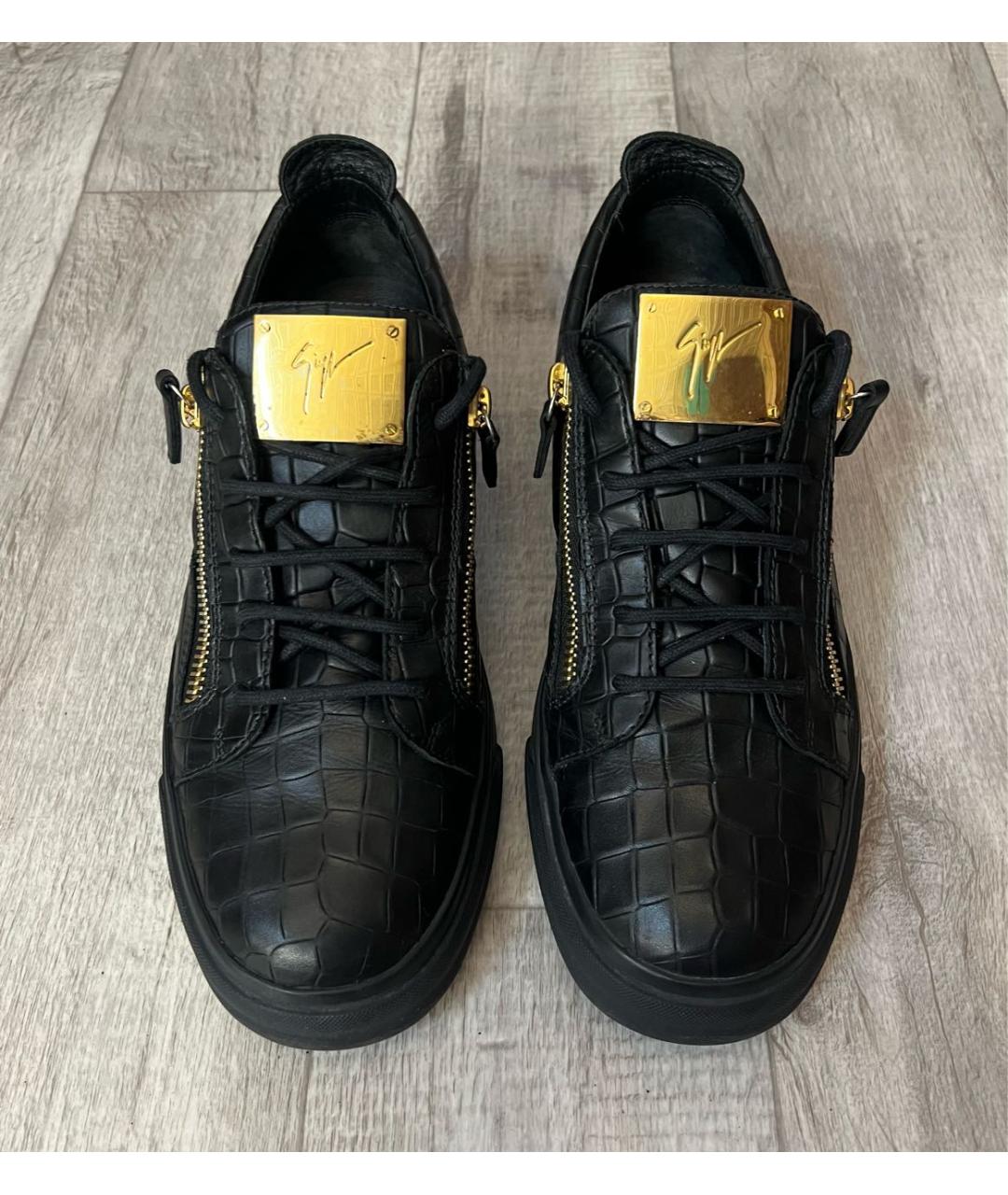 GIUSEPPE ZANOTTI DESIGN Черные кожаные низкие кроссовки / кеды, фото 3