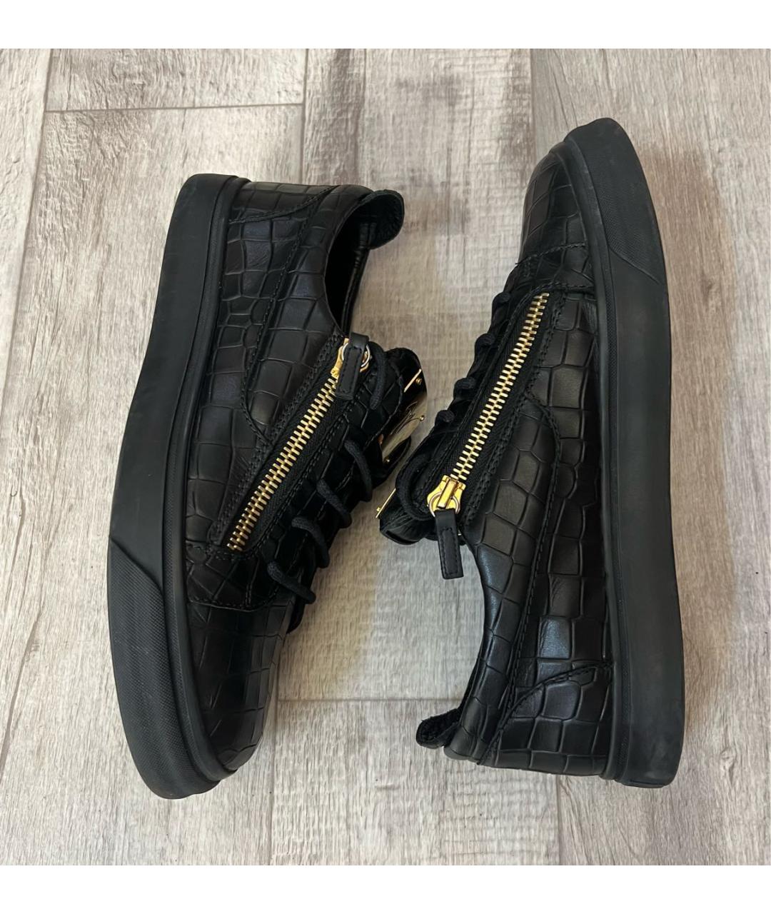 GIUSEPPE ZANOTTI DESIGN Черные кожаные низкие кроссовки / кеды, фото 5
