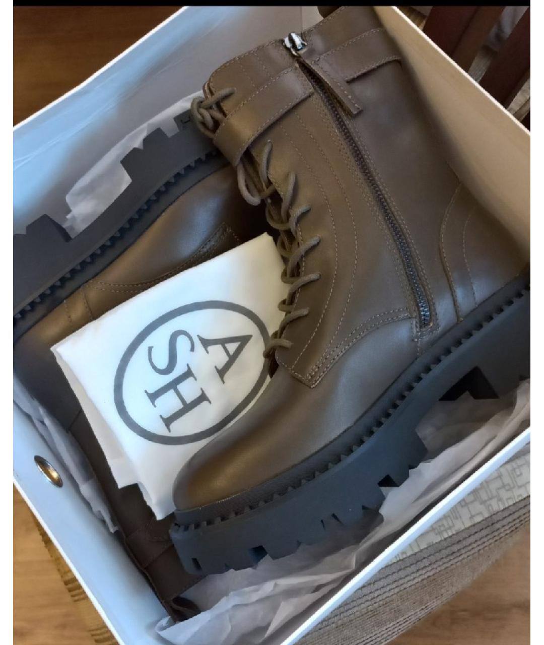 ASH Хаки кожаные ботинки, фото 5