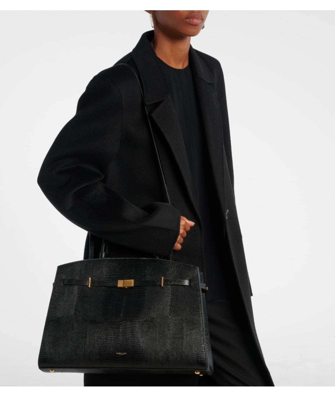 DEMELLIER Черная кожаная сумка с короткими ручками, фото 4