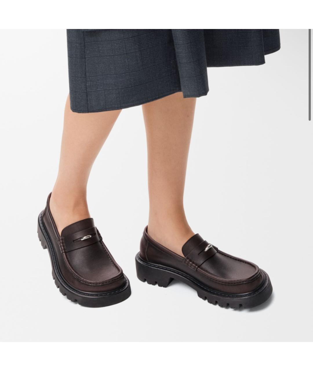 LOEWE Коричневые кожаные лоферы, фото 3