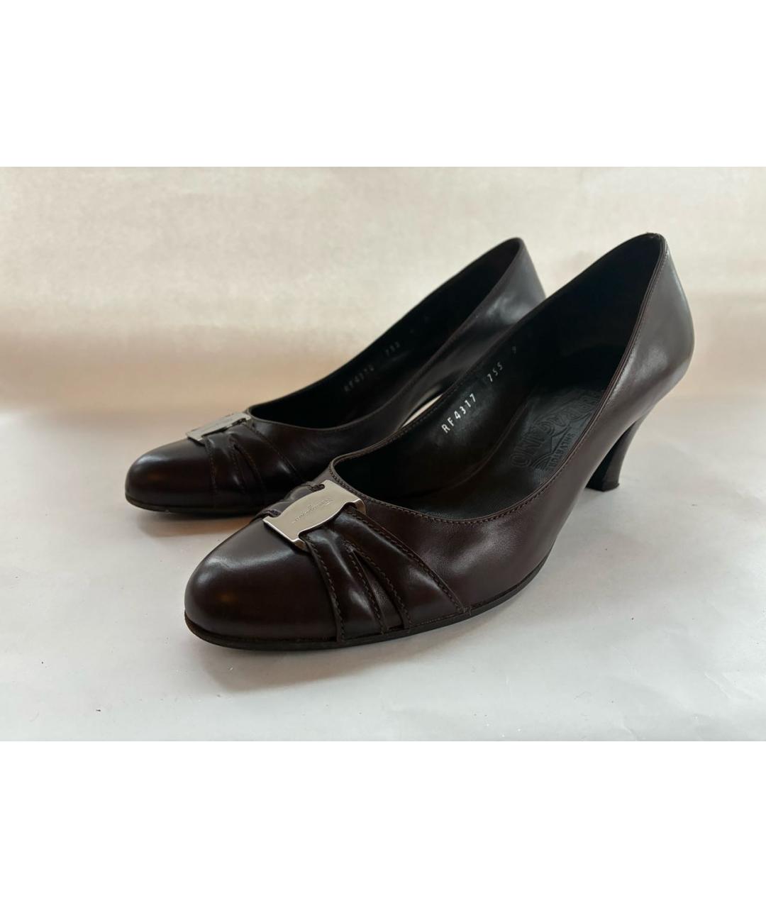 FERRAGAMO Коричневые кожаные туфли, фото 8