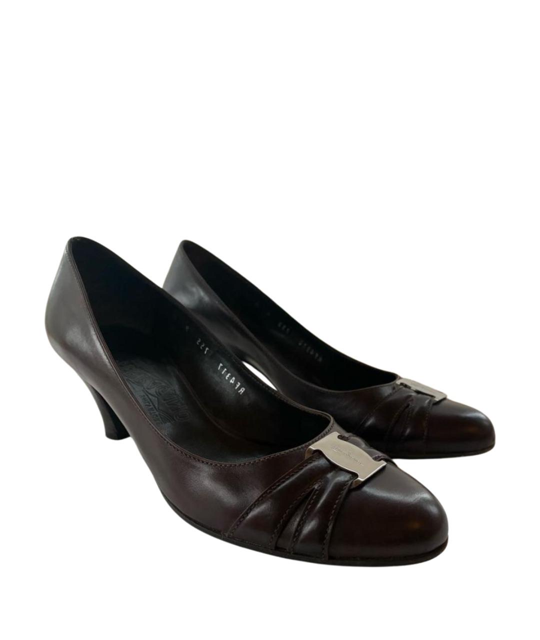 FERRAGAMO Коричневые кожаные туфли, фото 2