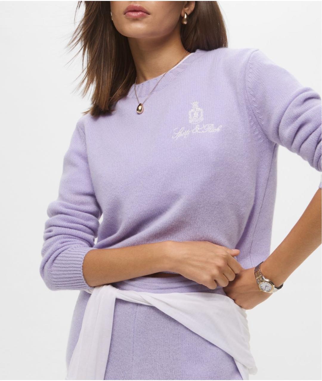 SPORTY AND RICH Фиолетовый кашемировый джемпер / свитер, фото 2