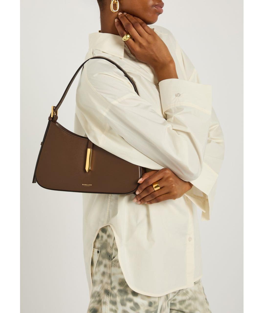 DEMELLIER Коричневая кожаная сумка с короткими ручками, фото 2