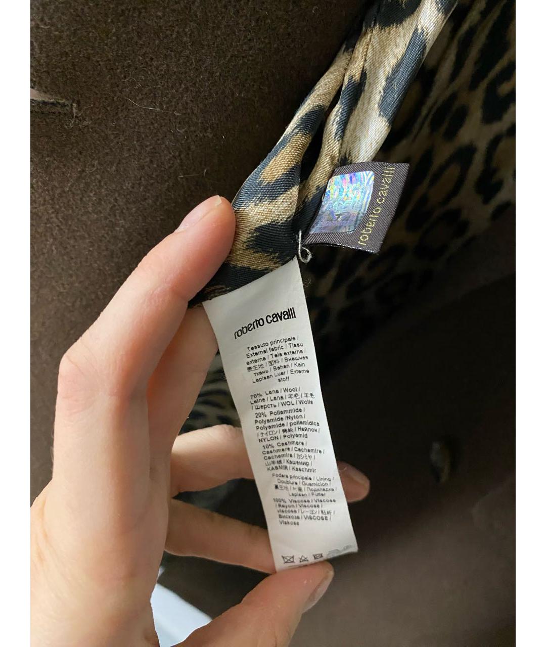 ROBERTO CAVALLI Коричневое шерстяное пальто, фото 6