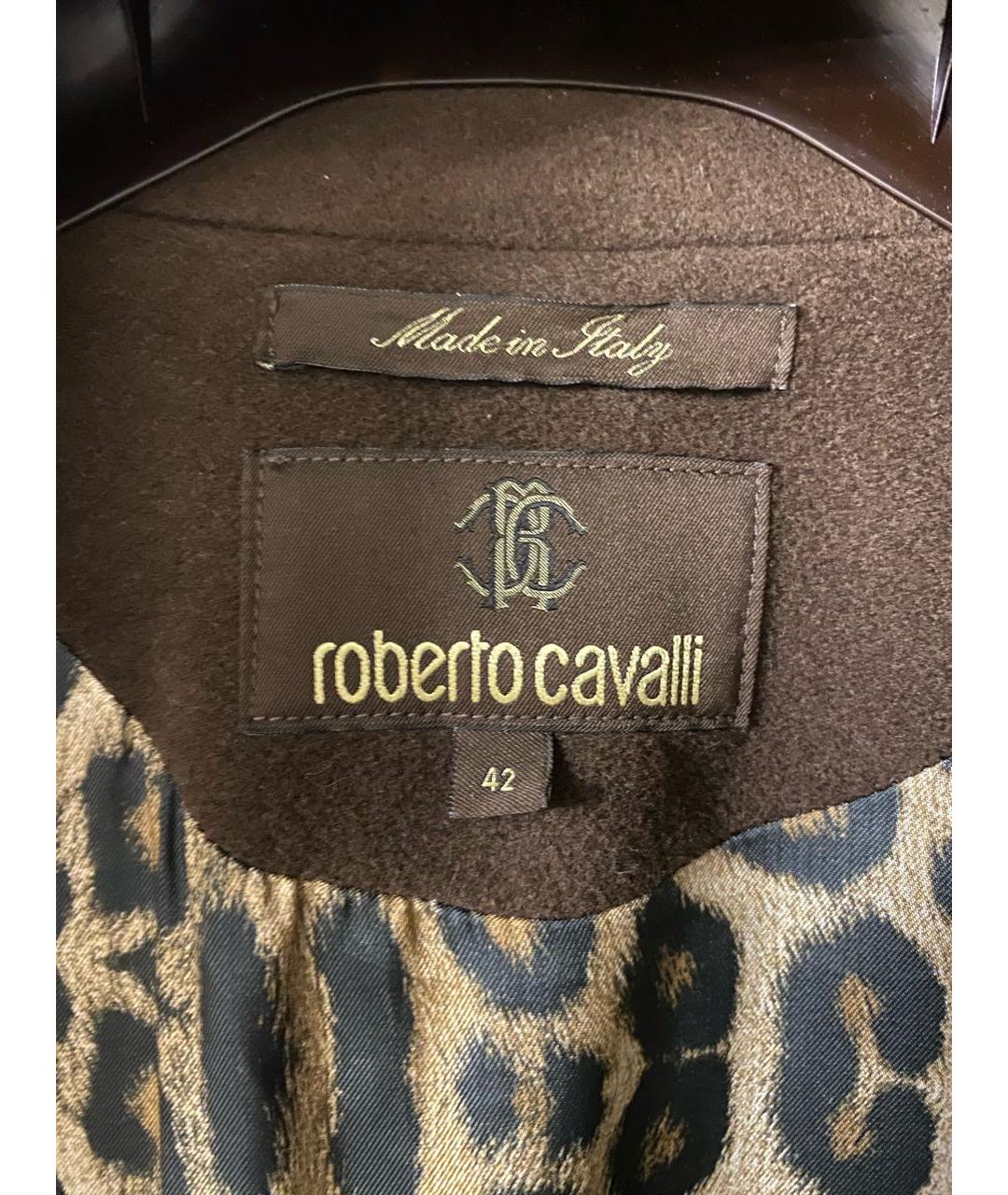 ROBERTO CAVALLI Коричневое шерстяное пальто, фото 3