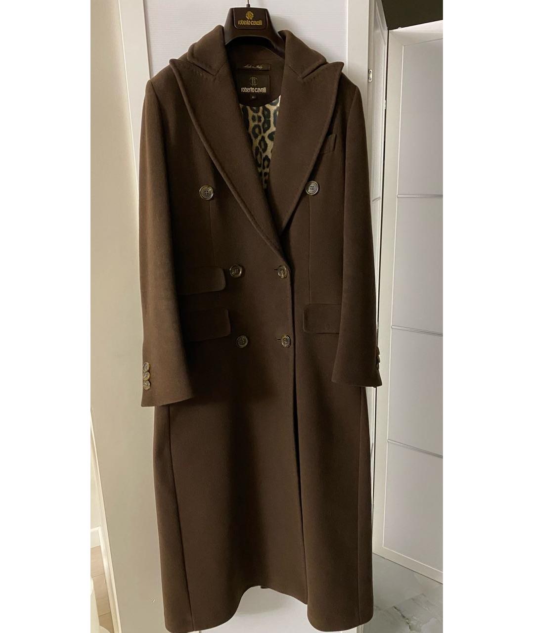 ROBERTO CAVALLI Коричневое шерстяное пальто, фото 9