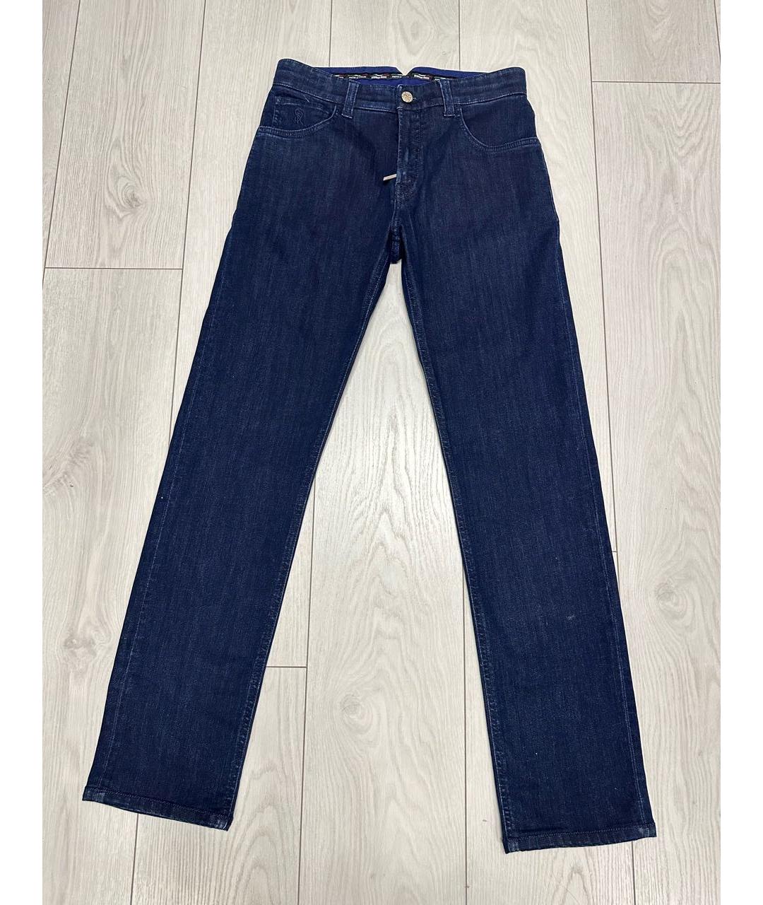 STEFANO RICCI Темно-синие хлопковые прямые джинсы, фото 6