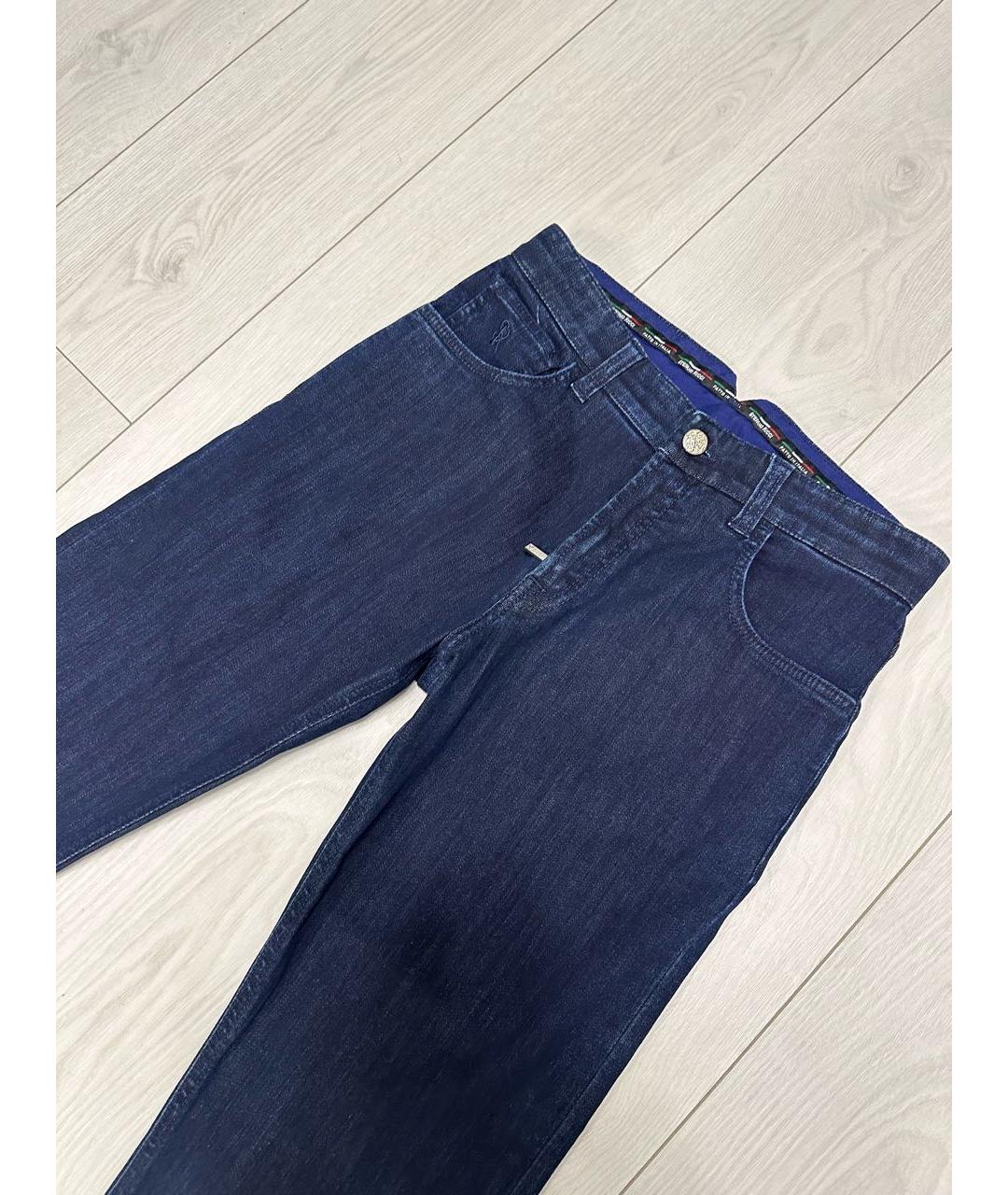 STEFANO RICCI Темно-синие хлопковые прямые джинсы, фото 2