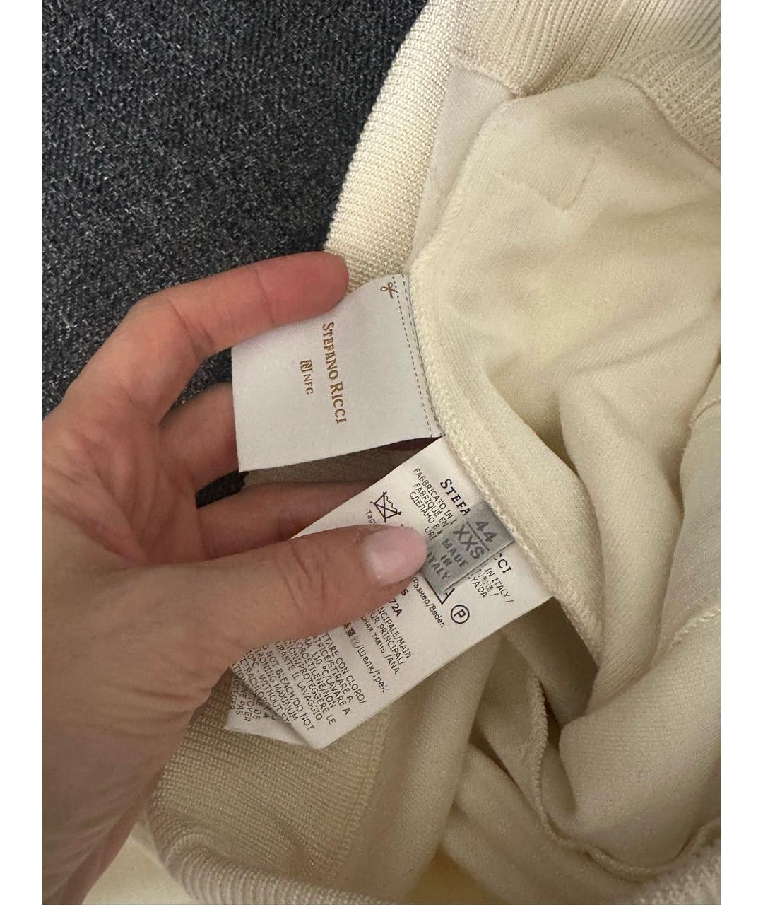 STEFANO RICCI Белые шелковые повседневные брюки, фото 4