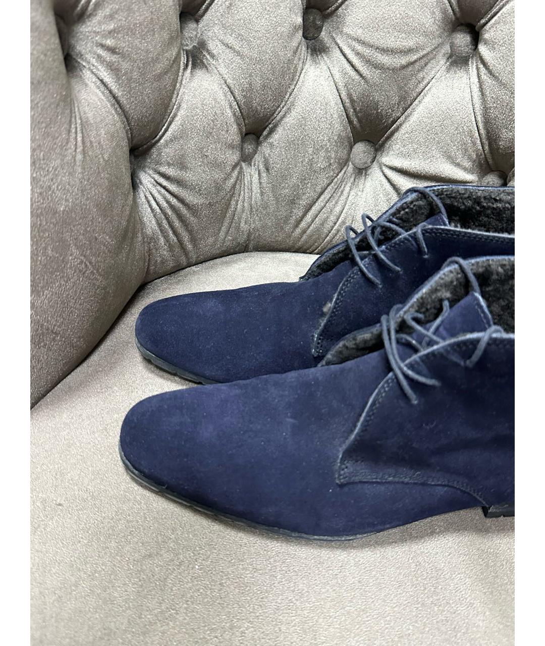 ZILLI Темно-синие замшевые высокие ботинки, фото 2