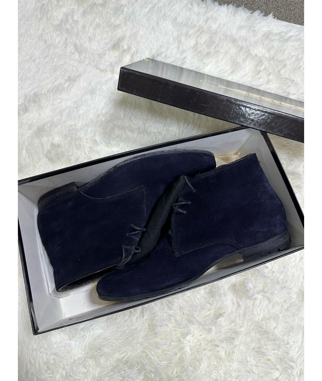 ZILLI Темно-синие замшевые высокие ботинки, фото 5