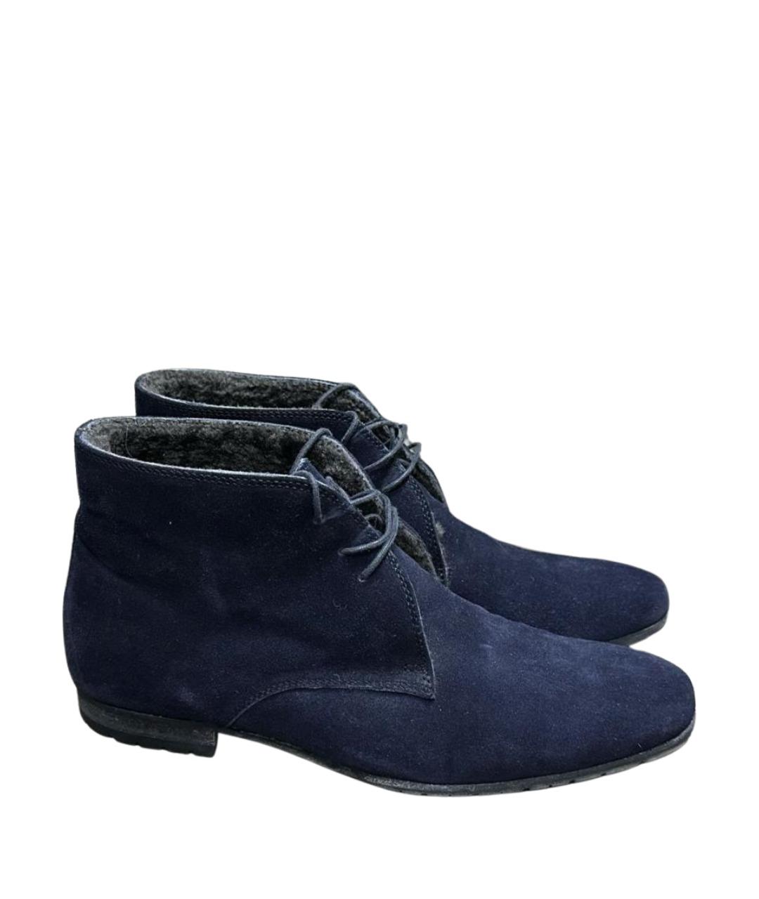 ZILLI Темно-синие замшевые высокие ботинки, фото 7