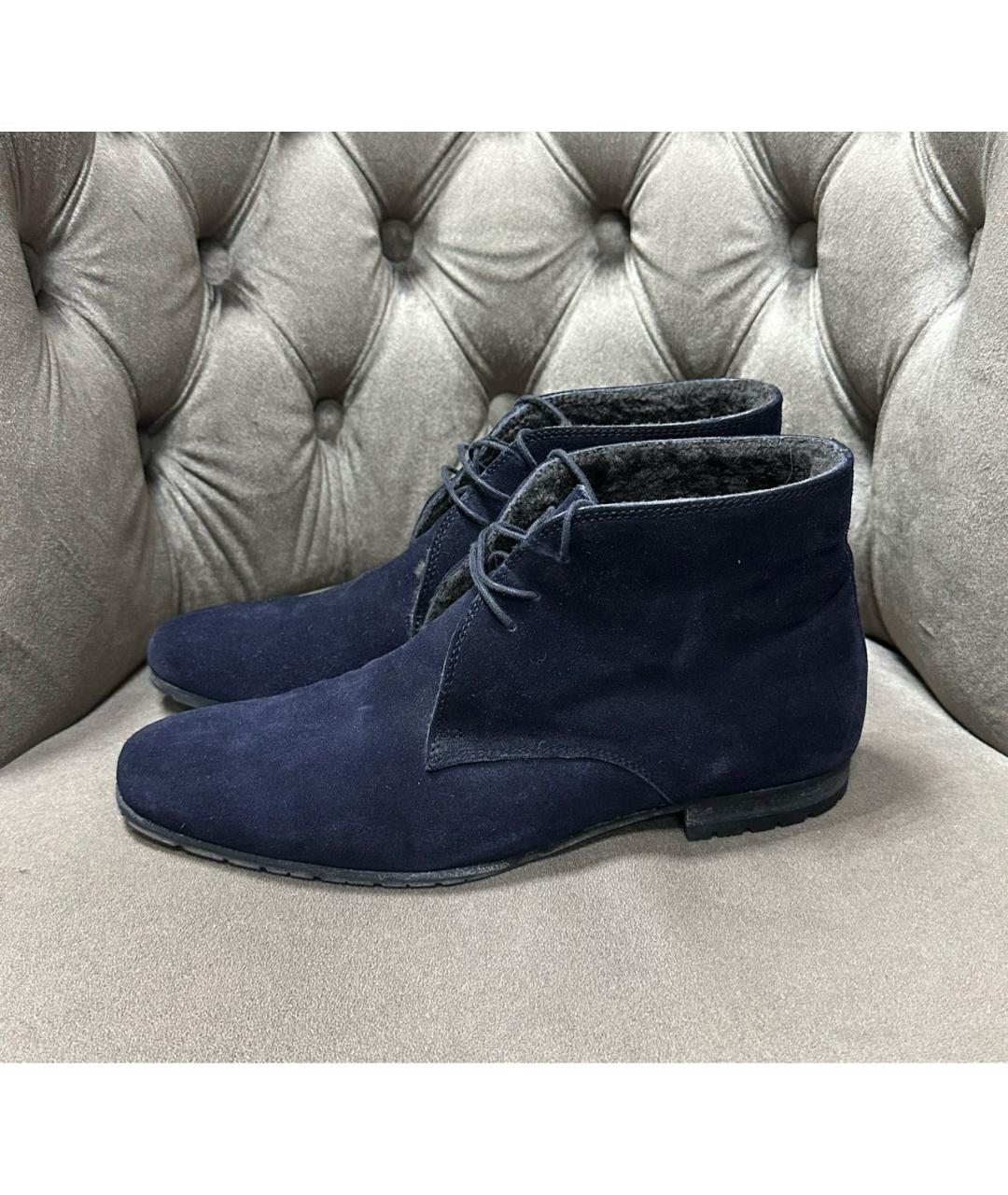 ZILLI Темно-синие замшевые высокие ботинки, фото 6
