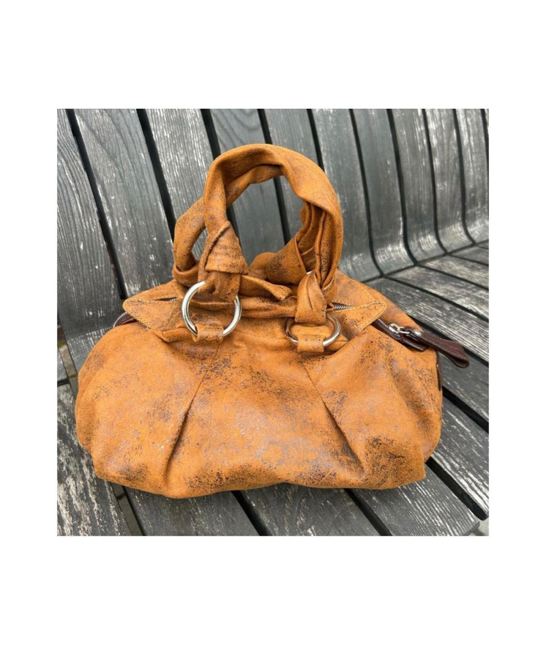 VIVIENNE WESTWOOD Оранжевая кожаная сумка с короткими ручками, фото 8