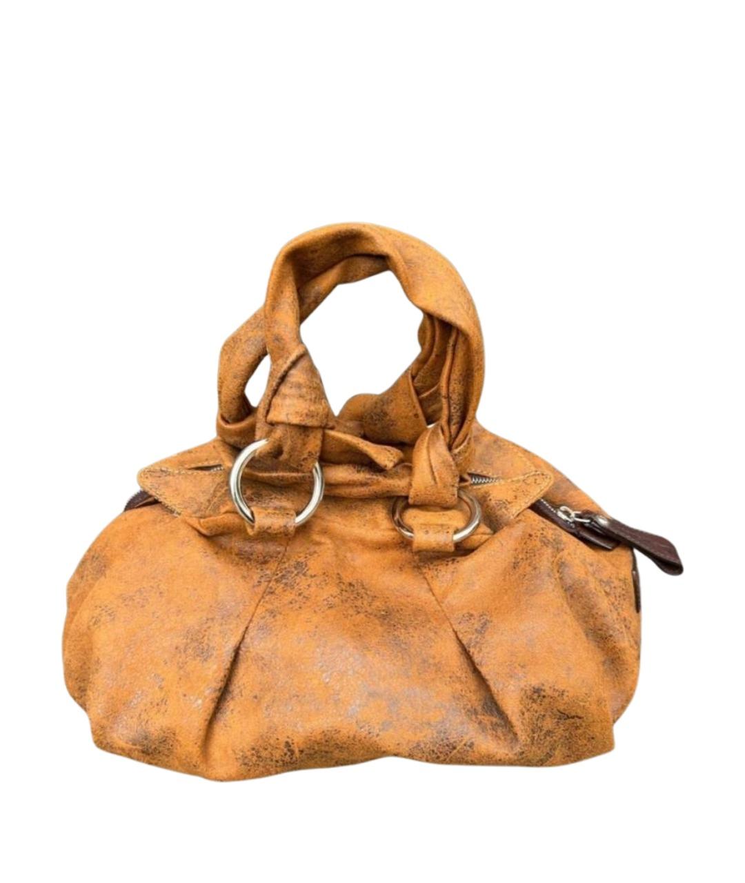 VIVIENNE WESTWOOD Оранжевая кожаная сумка с короткими ручками, фото 1