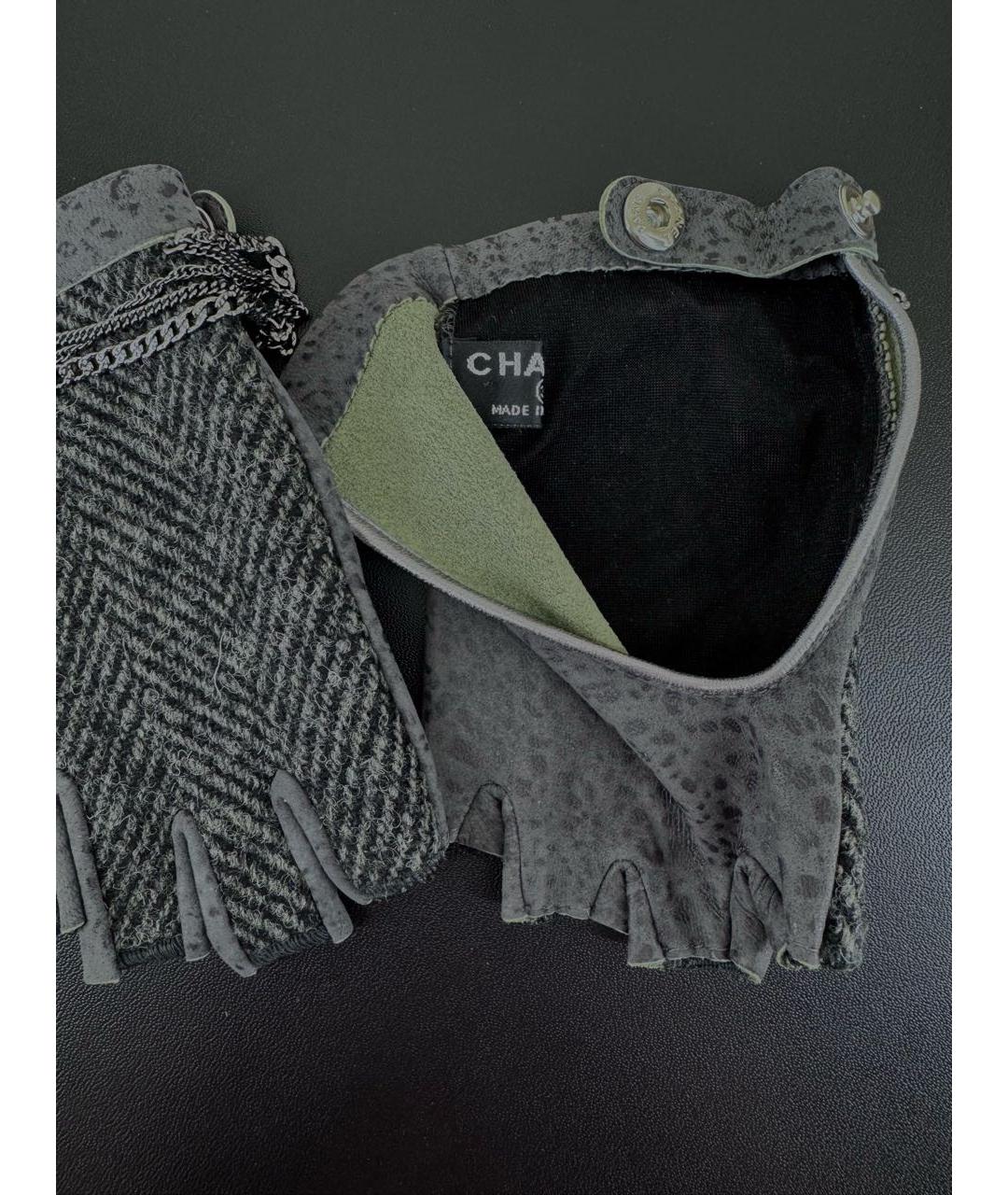 CHANEL Серые кожаные митенки, фото 5