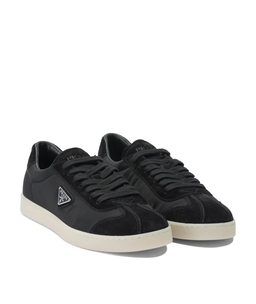 PRADA Черные текстильные низкие кроссовки / кеды, фото 2
