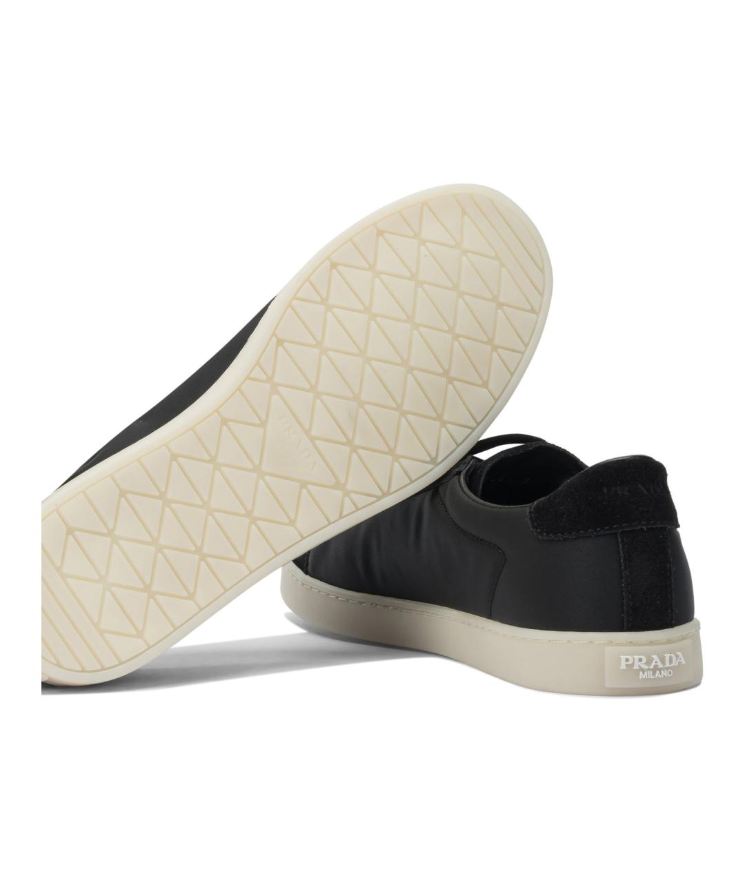 PRADA Черные текстильные низкие кроссовки / кеды, фото 5